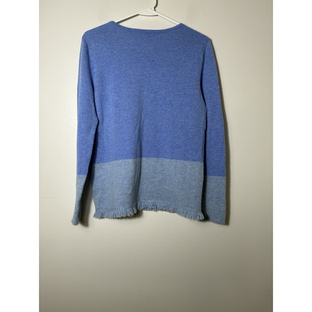 Lilly Pulitzer Rica 100%‎ Cashmere Blue Block Sweater With Fringe Sz Small Comfy - Picture 6 of 9